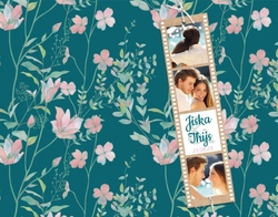 Huwelijkskaart - Filmstrip met bloemenpatroon