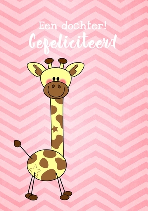 baby felicitatie giraffe roze