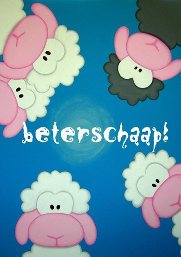 Beterschapskaart schaapjes blauw