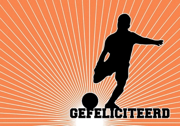 Felicitatiekaart voetballer gefeliciteerd starburst oranje