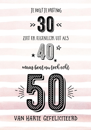 Verjaardagskaart echt 50 peach