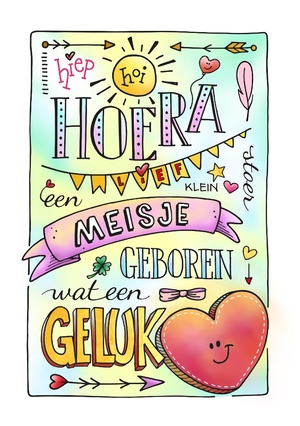 Felicitatie geboorte voor meisje handlettering