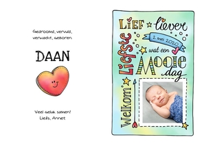 Felicitatie geboorte voor jongen handlettering