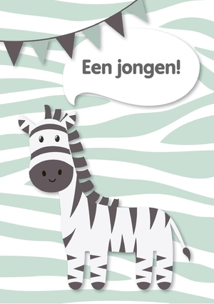 Geboorte felicitatiekaart zebra