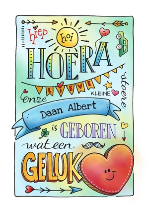 Geboortekaart jongen handlettering