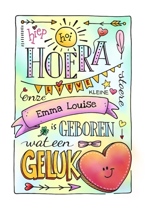 Geboortekaartje meisje handlettering