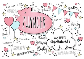 Hippe felicitatie zwangerschap in handlettering