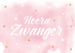 Hoera zwanger aquarel roze 