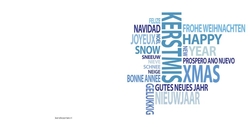 Witte kaart met kerstwensen in blauwe letters