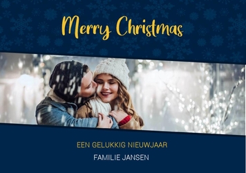 Kerstkaart foto kaart donkerblauw