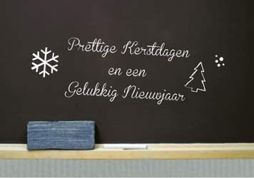 Kerstkaart Onderwijs kerstkaart met schoolbord en krijt