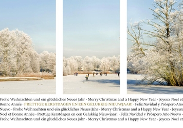 Kerstkaart schaatsers in de natuur