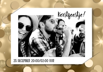 Kerstkaart trendy goud fotolijst 