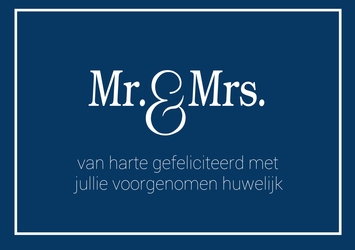 Verloving felicitatiekaart Mr. & Mrs.