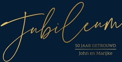 Jubileumkaart blauw met goud enkel