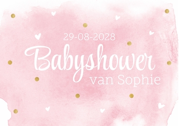 Babyshower kaartje aquarel roze