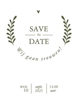 Save the date kaart takjes op structuur papier