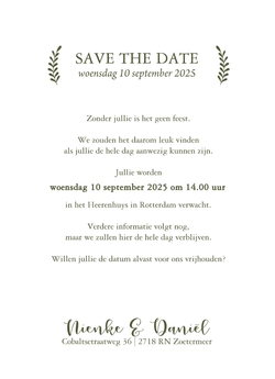 Save the date kaart takjes op structuur papier