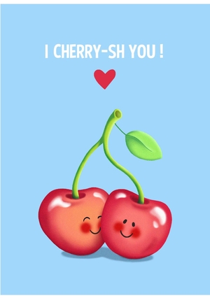 Liefdeskaart cherry kersen