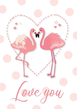 Liefdeskaart flamingo stel