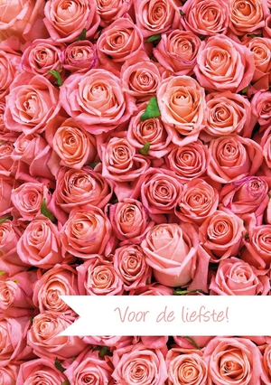 Liefdeskaart roze rozen