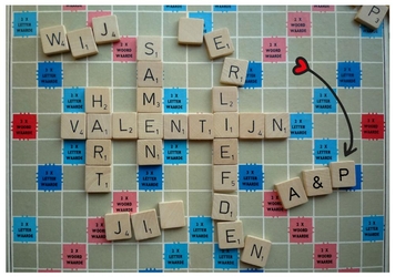 Liefdeskaart scrabble woordenkaart