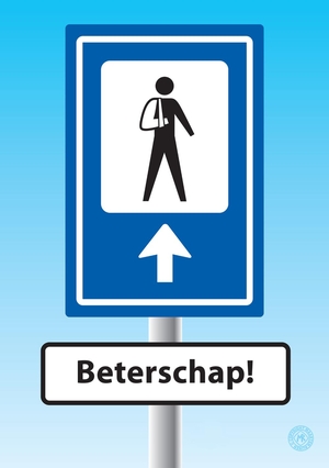 Beterschapskaart verkeersbord gebroken arm man