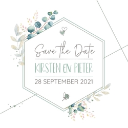 Save the Date - Aquarel bloemen met lijnenspel