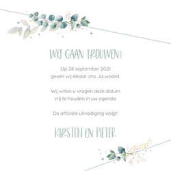 Save the Date - Aquarel bloemen met lijnenspel