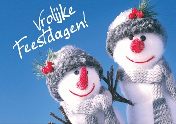 Twee sneeuwpoppen met een kerstwens