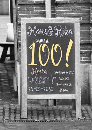 Uitnodigingskaart horeca bord samen 100