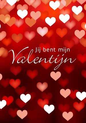 Valentijnskaart hartjes in rood en wit