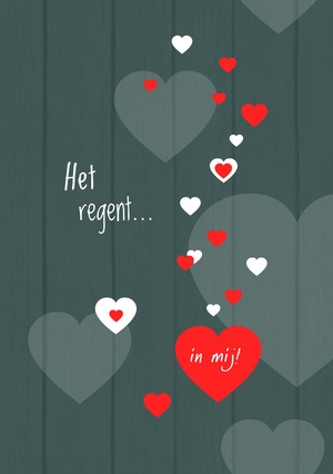 Valentijnskaart hartjes rood wit