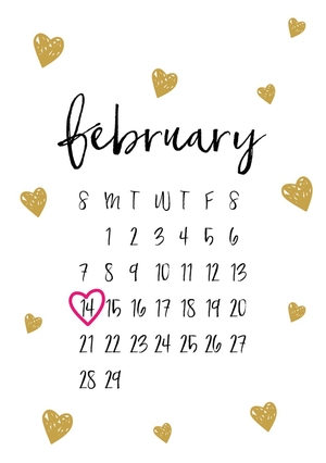 Valentijnskaart kalender hartjes