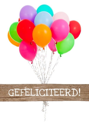 Verjaardagskaart ballonnen gefeliciteerd