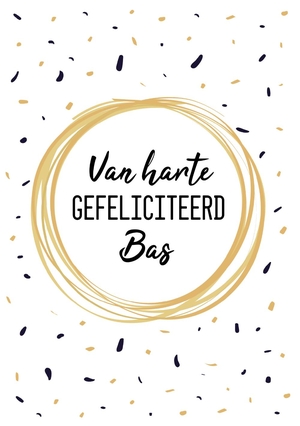 Verjaardagskaart confetti zwart en goud