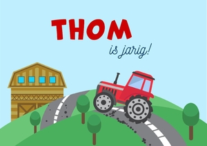 Verjaardagskaart met een tractor