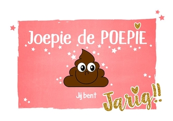 Verjaardagskaart joepie de poepie roze