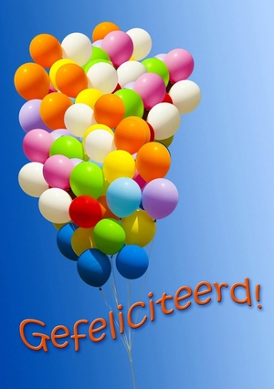 Verjaardagskaart ballonnen gefeliciteerd