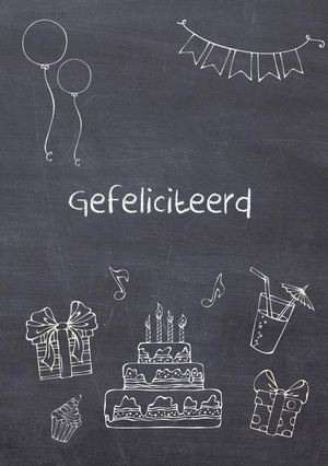 verjaardagskaart kind krijtbord feest