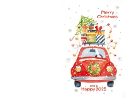 Mix en Match Kerstkaart - Vintage auto en cadeautjes