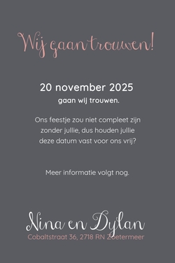 Save the date kaart kraft