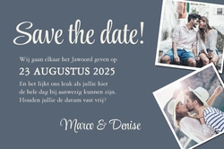 Save the date kaart - visgraat blauw