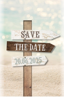 Save the date kaart strand