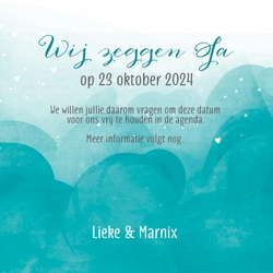 Save the date kaart watercolour (turquoise)