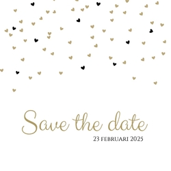 Save the date kaart hartjesregen