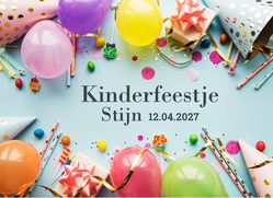 Uitnodiging kinderfeestje ballonnen en cadeaus